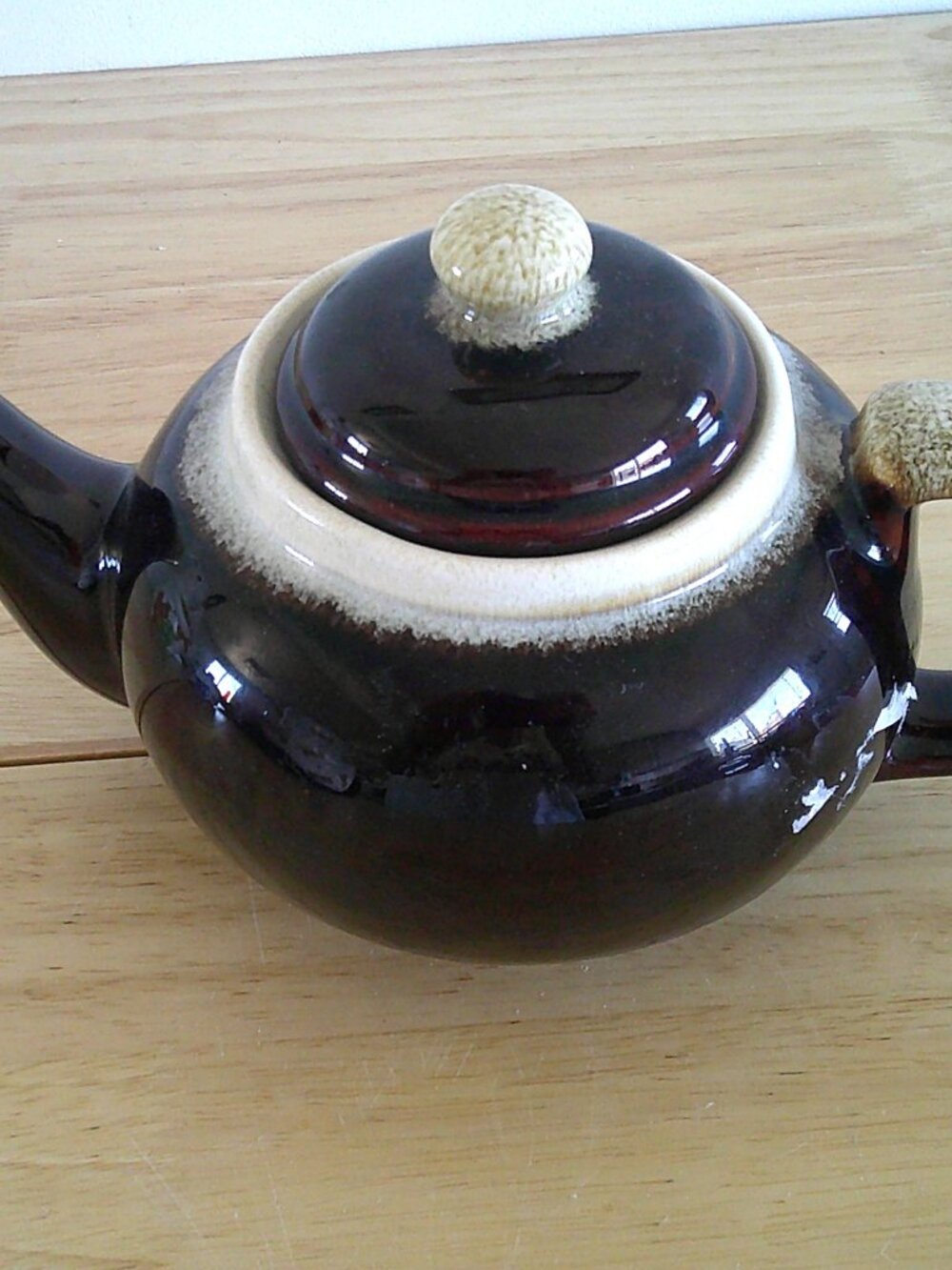 Vintage Pfaltzgraff 550 Tea Pot w Lid Brown Drip Glazed Ceramic Pottery